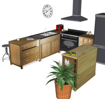 工业风橱柜su模型