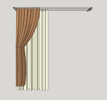 现代布艺窗帘su模型