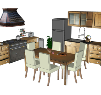 工业风橱柜su模型