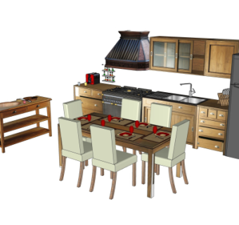 工业风橱柜su模型