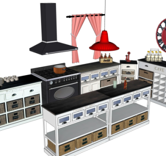 工业风橱柜su模型