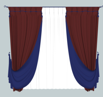 现代布艺窗帘su模型