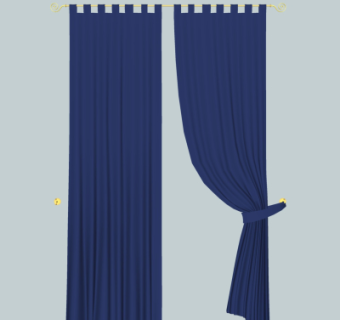 现代布艺窗帘su模型