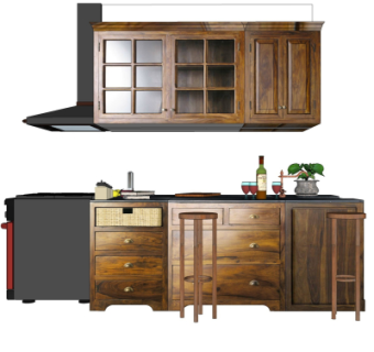 工业风橱柜su模型