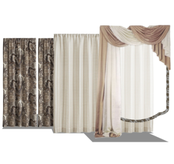 现代布艺窗帘su模型