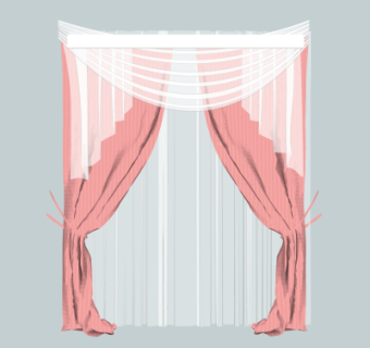 现代布艺窗帘su模型