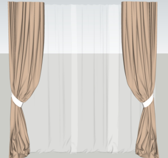 现代布艺窗帘su模型