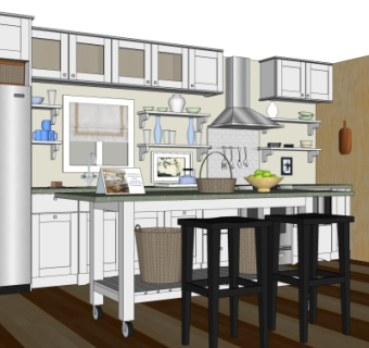 美式橱柜su模型