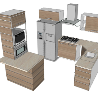 现代橱柜su模型
