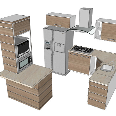 现代橱柜su模型