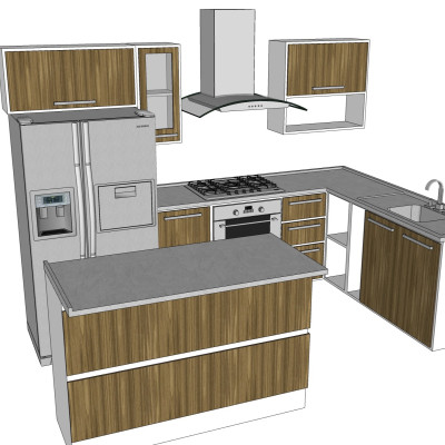 现代橱柜su模型