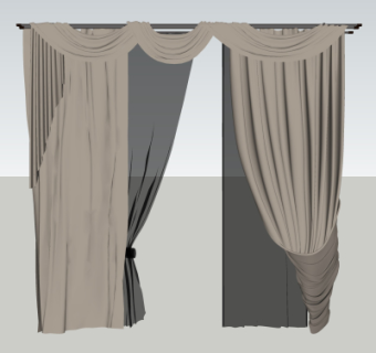 现代窗帘su模型