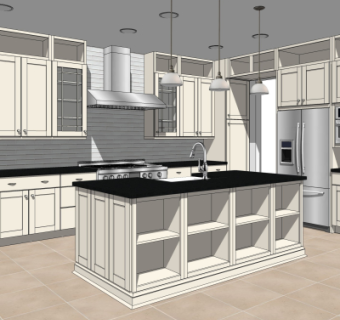 简欧橱柜su模型