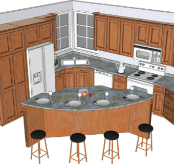 美式橱柜su模型