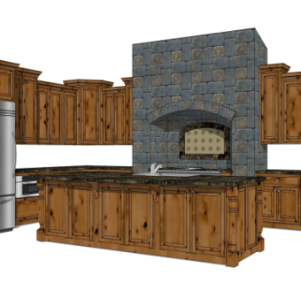 美式橱柜su模型