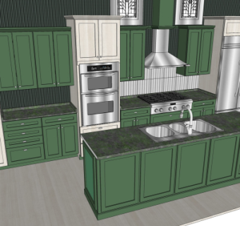 美式橱柜su模型