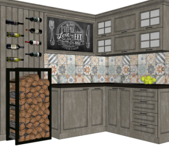 美式橱柜su模型