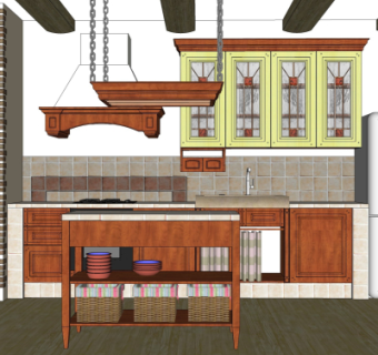 美式橱柜su模型