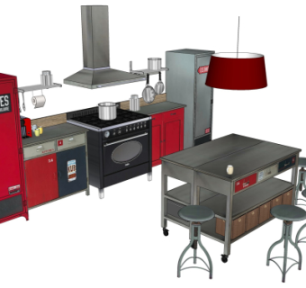 工业风橱柜su模型