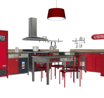 工业风橱柜su模型