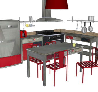 工业风橱柜su模型