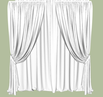 现代布艺窗帘su模型