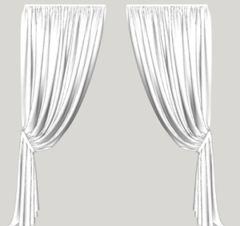 现代布艺窗帘su模型