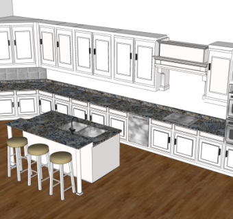 简欧橱柜su模型