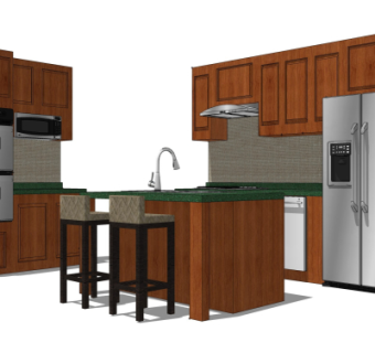 现代橱柜su模型