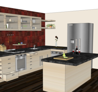 现代橱柜su模型