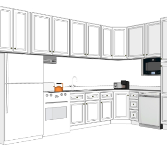 简欧橱柜su模型