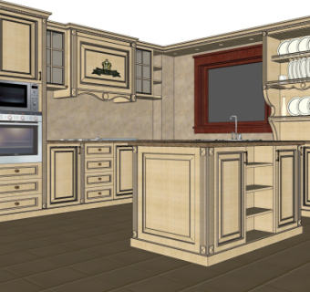 欧式橱柜su模型