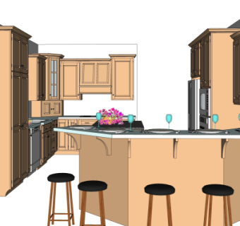 简欧橱柜su模型