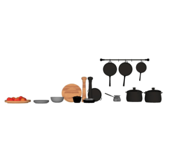 现代锅碗瓢盆组合su模型