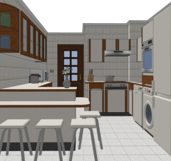 现代橱柜su模型