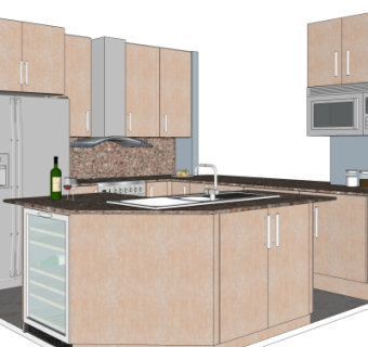 现代橱柜su模型