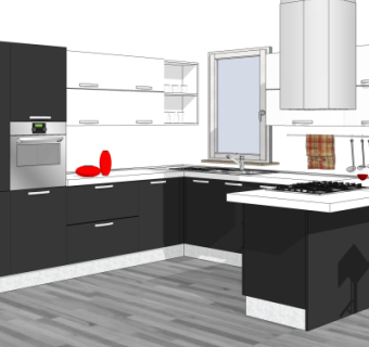 现代橱柜su模型