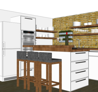 现代橱柜su模型