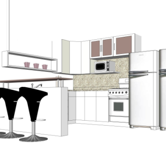 现代橱柜su模型