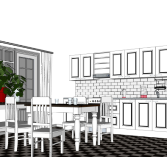 简欧橱柜su模型