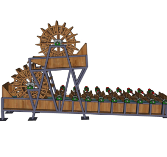 中式水车su模型