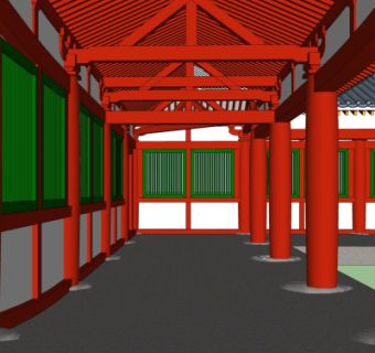 中式走廊免费su模型