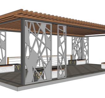 现代廊架su模型
