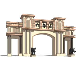 新古典小区门头su模型