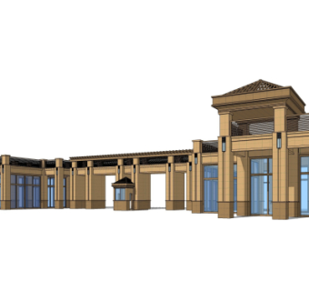 新古典小区门头su模型