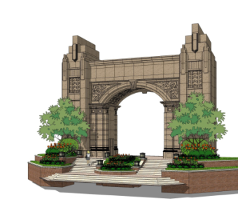 新古典小区门头su模型