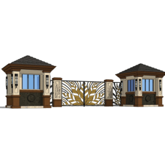 欧式小区门头su模型