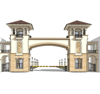 欧式小区门头su模型