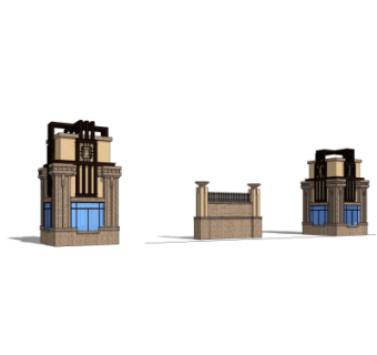 新古典小区门头su模型