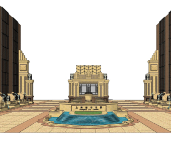 新古典小区门头su模型